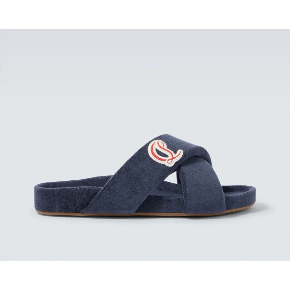 Christian Louboutin BIZZU cross strap Terry cloth slide size 44